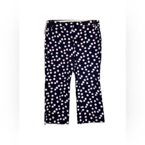 J. Crew Hayden Kickout Crop Pants Women’s Size 14 Navy Blue with Floral Print